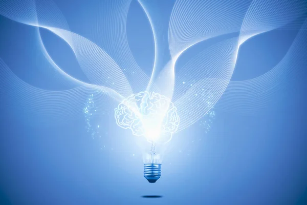 Creative Ideas Innovation Bright Light Bulb Ideal Brain Symbol White — Stock Photo, Image