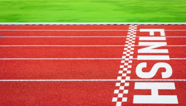 Forward to finish line on Running track. Concept of Business Competition Game, Strategy and Challenges clipart
