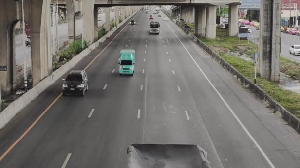 Top Kilátás Tömegközlekedés Forgalom Járművek Autópályán Közúti Fővárosban Thaiföld — Stock videók