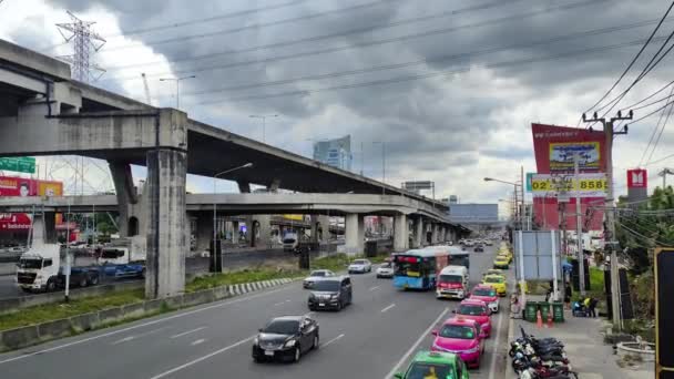 Vista Superior Transporte Público Tráfego Com Veículos Rodovia Capital Tailândia — Vídeo de Stock