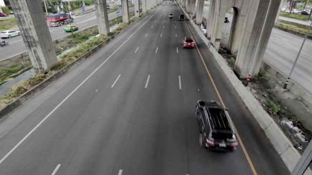 Vedere Vârf Transportului Public Traficului Vehicule Autostrada Din Capitala Thailandei — Videoclip de stoc