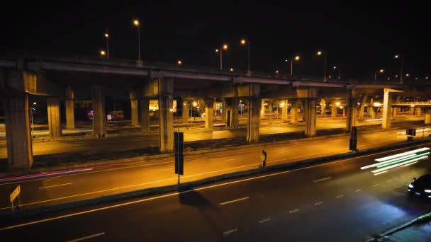 Time Lapse Cars City Roads Night View Traffic Jam Sky — Stock video