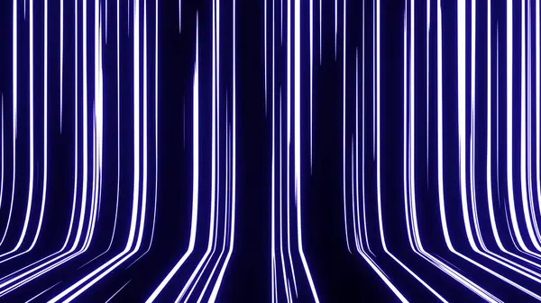 Moving neon lights in colorful lines glow in dark ways, bright and striped abstract patterns glow. Future technology background with scrolling at the speed of light.