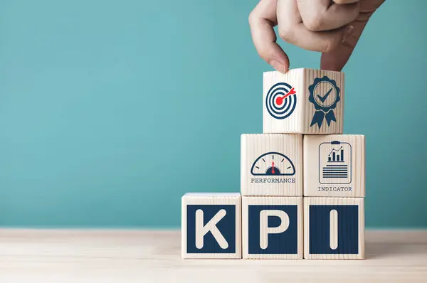Key performance indicators (KPI) concept, and process setting goals for business success. Means to efficiency, and performance results from evaluation. with copy space