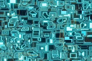 Mavi modern teknoloji devre kartının soyut arkaplanı teknoloji ve siber uzay için elverişli gelecekçi bilim kurgu tarzı