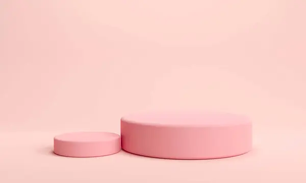 Platformok Pasztell Minimális Jelenet Rózsaszín Dobogókkal Absztrakt Geometriai Kör Háttér Stock Fotó