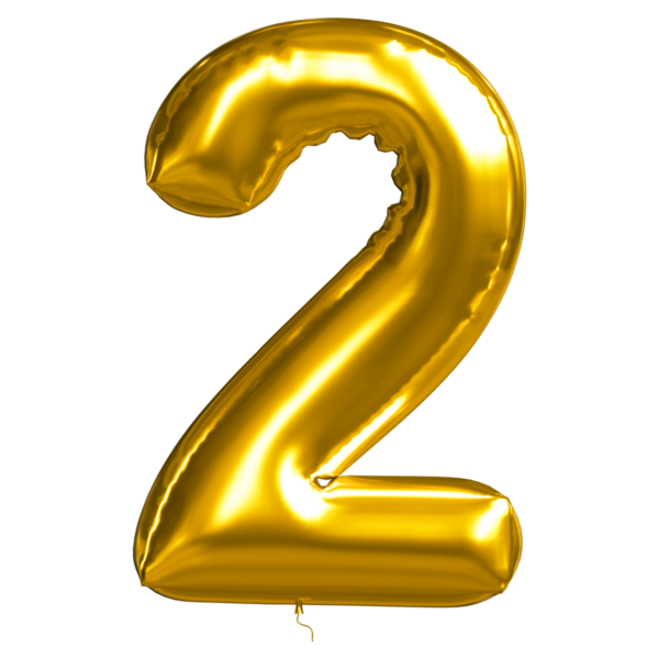 Parlak folyo yansıtan ışığı olan iki numaralı altın balonlar. Kutlamalar, doğum günleri, yıldönümleri ve özel etkinlikler için kartpostal tasarlama kavramı. 3B illüstrasyon