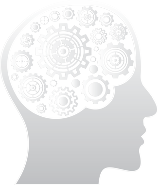 Beyaz dişli insan kafası şekli. Sistematik düşünme süreci kavramı, grafik tasarımı için zekice yenilik, yaratıcı fikir. resimleme