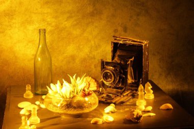 Mumlu eski tarz fotoğraf çerçevesi