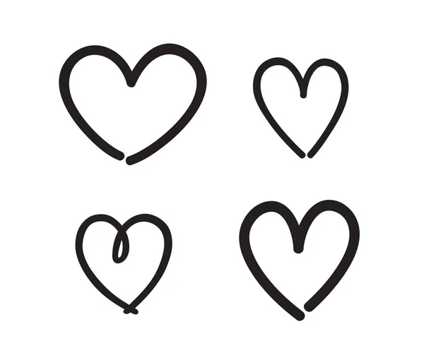 Ręcznie Rysowane Grunge Serca Białym Tle Zestaw Znaków Miłości Unikalne — Wektor stockowy