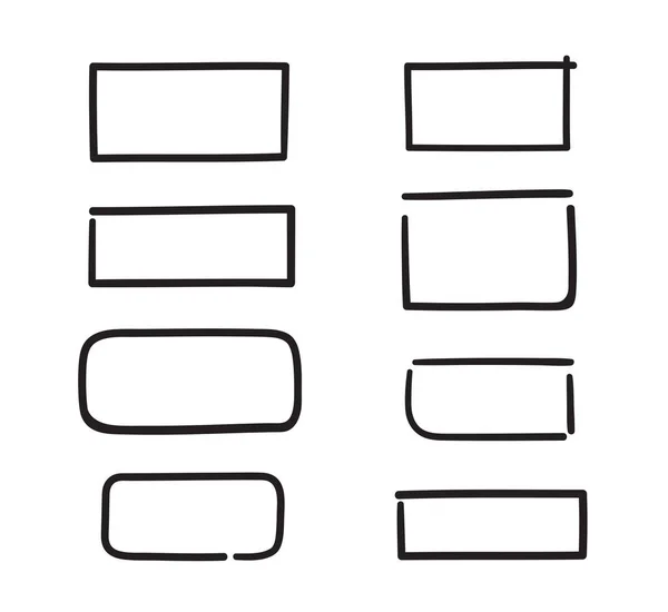 Desenhos Desenhados Mão Formas Geométricas Retângulos Abstractos Ilustração Preto Branco — Vetor de Stock