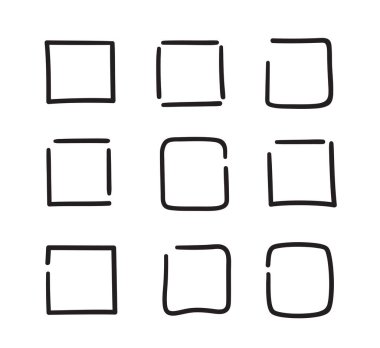 Hızlı kare. El çizimi çizimler. Soyut kareler. Siyah beyaz illüstrasyon