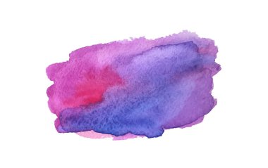 Hand drawn colorful art. Aquarelle spot on isolated white. Colored blotch. Watercolour splotch. Abstract stain. Colorful illustration clipart