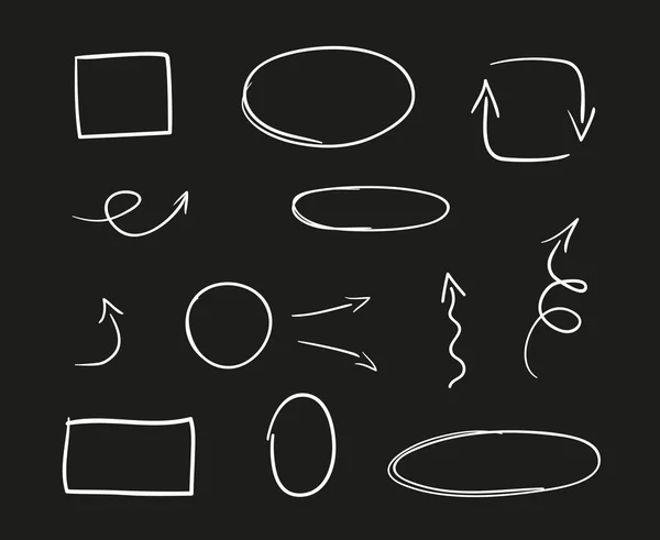 Infographic Elements Blackboard Hand Drawn White Shapes Black Abstract Signs — Stock vektor