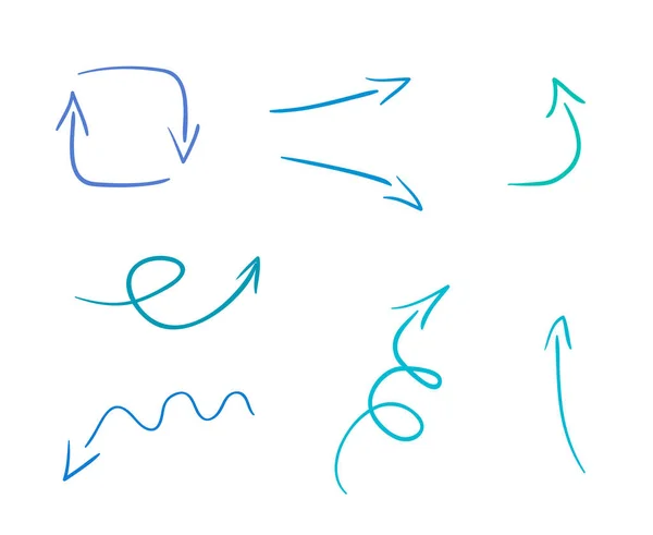 白色上的抽象箭头 一套粗略的指示符号 手绘简易箭 — 图库矢量图片