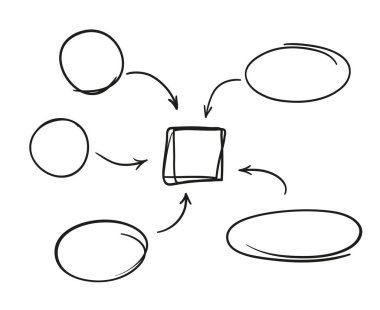 El çizimi eskiz. Siyah elementler beyaza. Soyut yarım yamalak bir çalışma. Serbest sanat