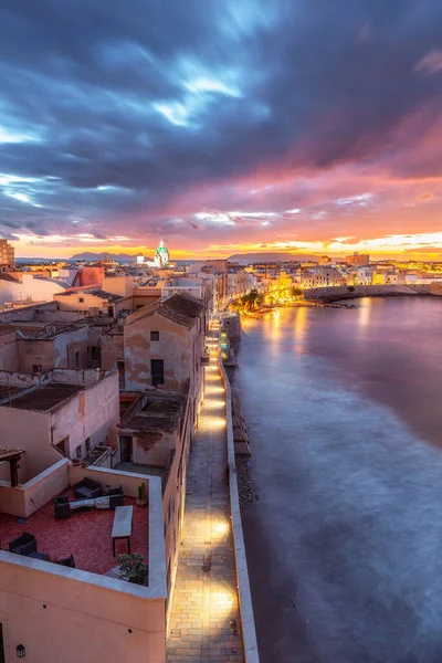 Vista Panorâmica Cidade Trapani Pôr Sol Sicília Itália — Fotografia de Stock