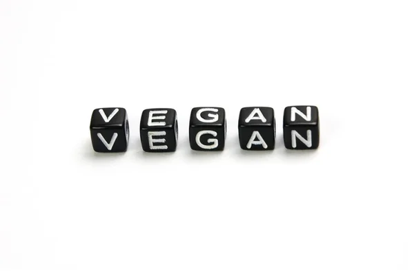 Slovo Vegan Černých Kostkách Izolovaných Bílém Pozadí Pojmy Vegan Vegetarián — Stock fotografie