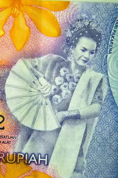 Pakistan Dansı 'nın Macro fotoğrafı Endonezya' daki on bin rupia banknotunun üzerinde..