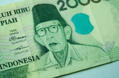 Ki Hadjar Dewantara 'nın 1998' de Endonezya 'da basılan 20.000 rupia banknotundaki Macro fotoğrafı..
