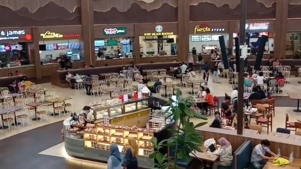 Jakarta Indonesia December 2023 Aerial View People Sitting Foodcourt Cafe — ストック動画