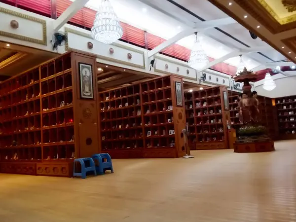 stock image Jakarta, Indonesia- May 19 2024 : Columbarium, a place for storing burial urns containing the cremains of the dead. In this modern era, it looks neat and clean and is no longer scary and mystical