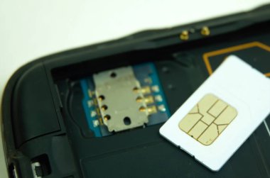 Simcard ve slot cep telefonunun içindeki simcard için