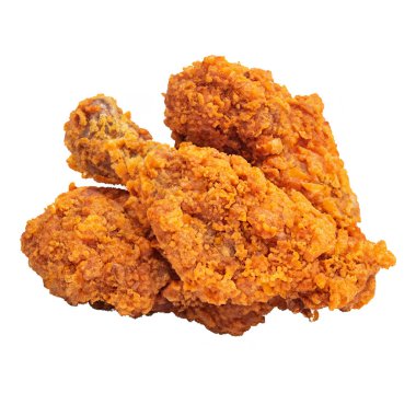 Beyaz arka planda izole edilmiş kızarmış tavuk. Kırpma yolu dahil.