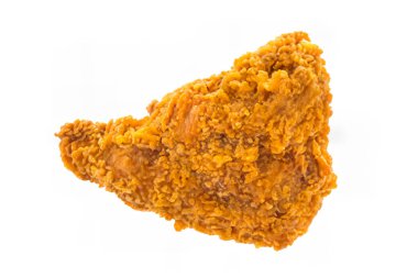 Beyaz arka planda kızarmış tavuk. Kırpma Yolları dahil.