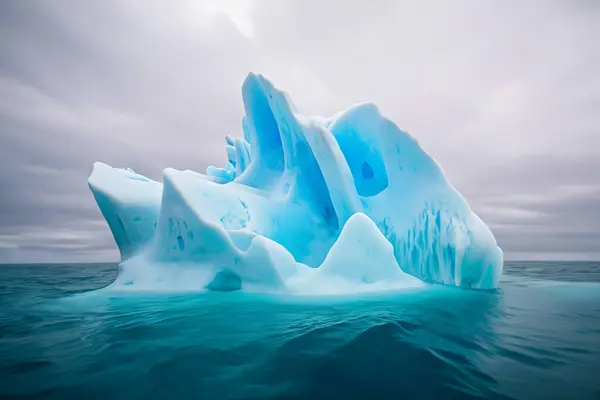 Lód Kontynencie Antarktydy Gdzie Góry Lodowe Topnieją Morzu Jest Powszechnie — Zdjęcie stockowe