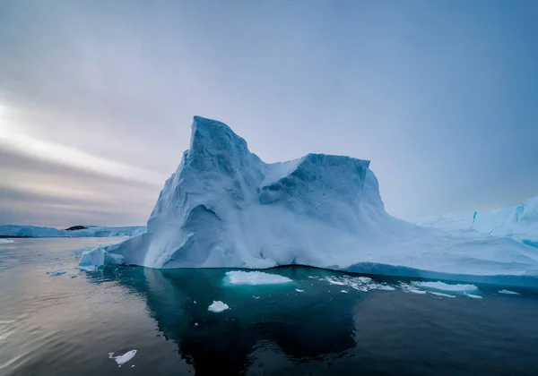Antarctic landscape with icebergs and icebergs in the ocean