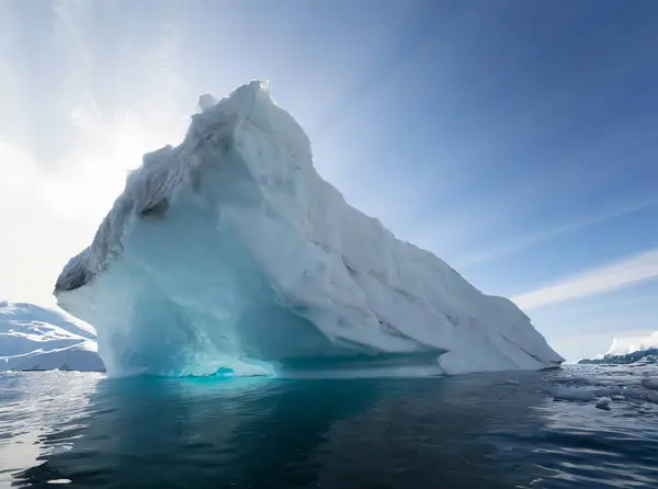 Antarctic landscape with icebergs and icebergs in the water