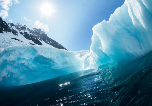 Icebergs Flotando Laguna Glaciar Península Antártica Antártida — Foto de Stock