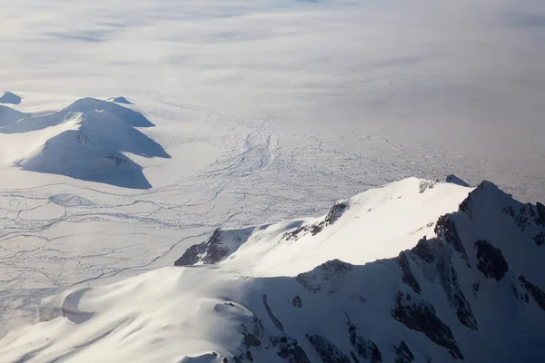 Vista Aérea Del Ártico Desde Ventana Avión —  Fotos de Stock