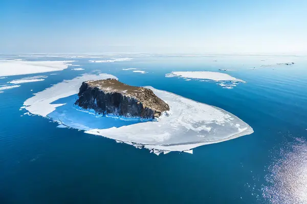 Vista Aérea Icebergs Témpanos Hielo Océano Ártico Imagen De Stock