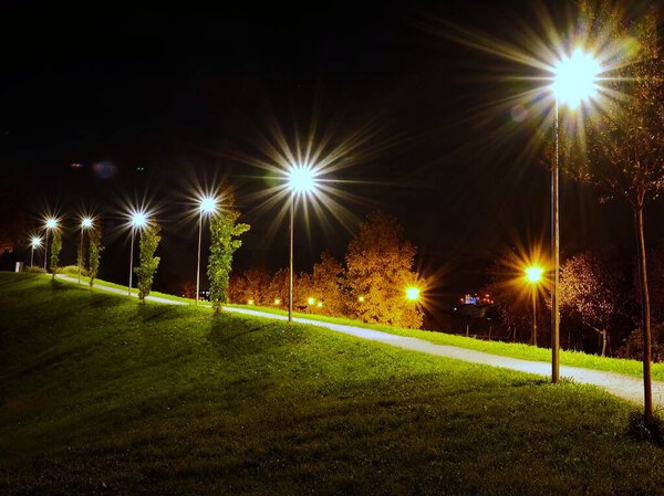 beautiful view of the park with urban light 