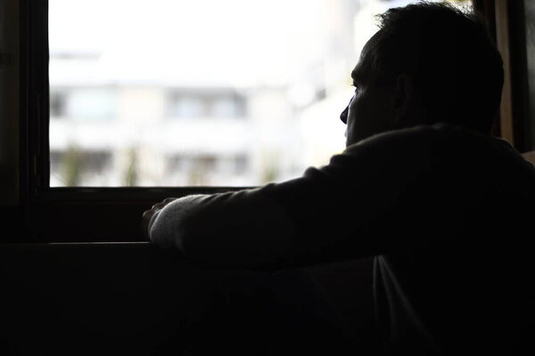 Thoughtful Man Sitting Window — Stock Photo, Image