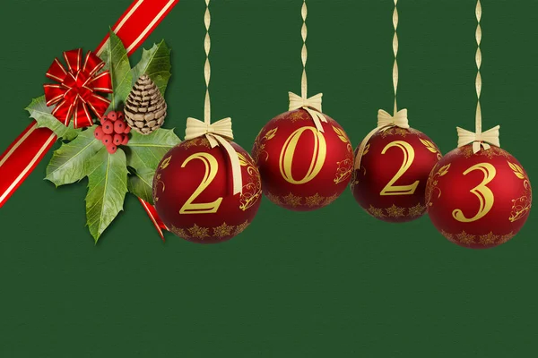 Απεικόνιση Νέο Έτος 2023 Νέο Έτος 2023 Αριθμούς Και Χριστουγεννιάτικη — Φωτογραφία Αρχείου