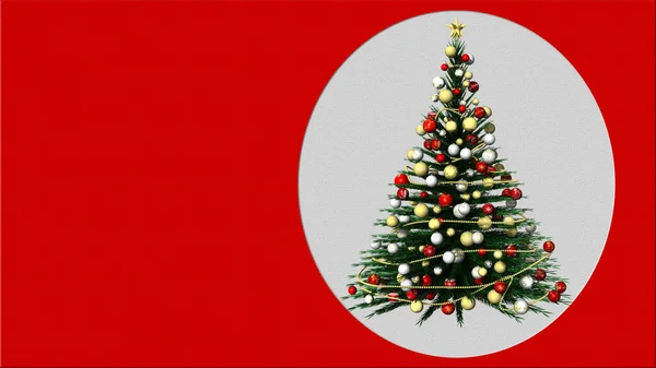 Иллюстрация Рождество Рождественская Елка Красном Фоне Графики Белым Пространством Пространства — стоковое фото