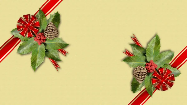 일러스트 크리스마스 크리스마스 포장에 소나무로 원추형으로 인사하라 — 스톡 사진