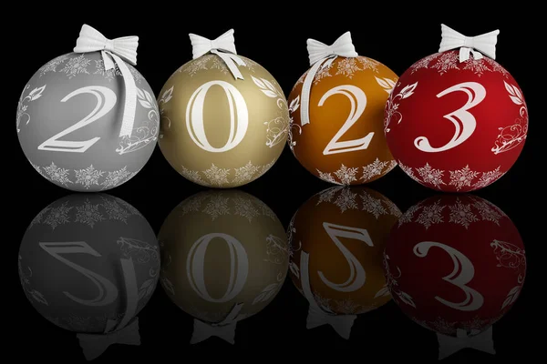 Illustratie Nieuwjaar 2023 Nieuwjaar 2023 Aantallen Met Kerstversiering — Stockfoto