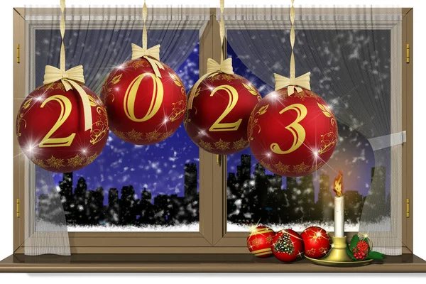Illustration New Year 2023 New Year 2023 Numbers Christmas Decoration — Stock Photo, Image