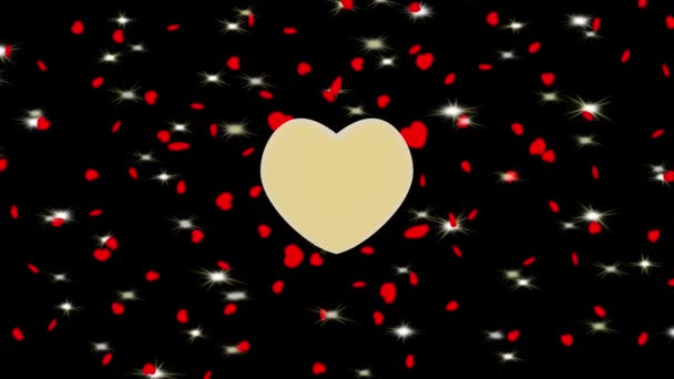 Videor Illustration Små Röda Hjärtan Kretsar Kring Ett Gyllene Centralt — Stockvideo