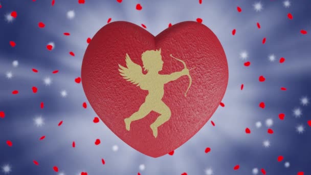 ビデオだ 映像だ 愛の象徴 ハート キューピッド 愛の象徴 バレンタインデーに適しています — ストック動画