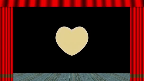 Illustration Animation Small Red Hearts Revolve Golden Central Heart Symbol — Stockvideo