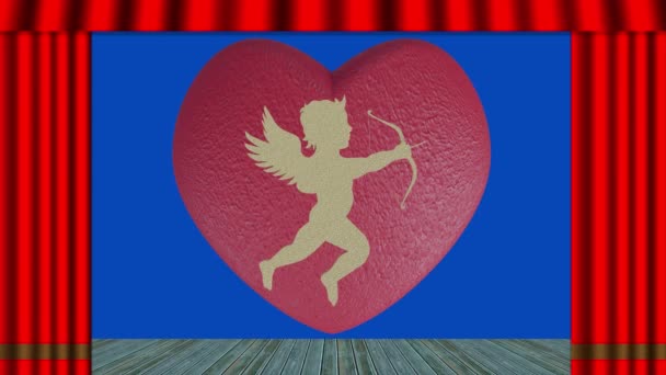ビデオだ アニメーション 愛の象徴 ハート キューピッド 愛のシンボル バレンタインデーに適しています — ストック動画