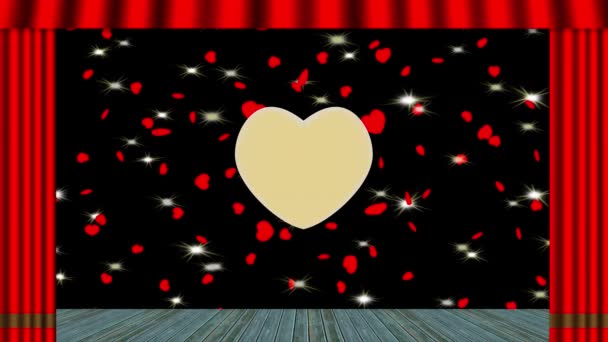 Illustration Animation Small Red Hearts Revolve Golden Central Heart Symbol — Vídeo de Stock