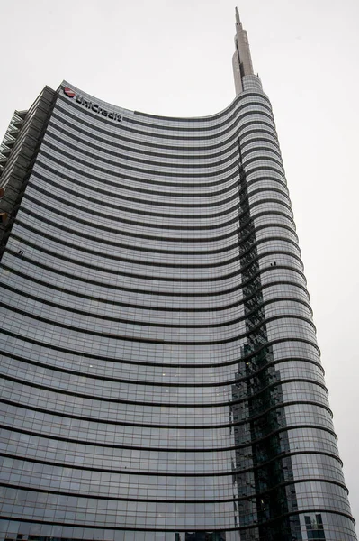 stock image Piazza Gae Aulenti, Milan, Italy - August 23, 2014. Urban panorama, architecture. Skyscraper and buildings in the city center.