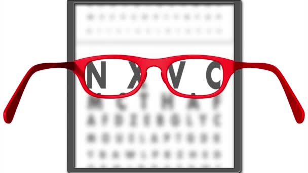 Brýlové Čočky Zaměřují Písmena Takže Vize Čtení Jsou Dokonalé Film — Stock video