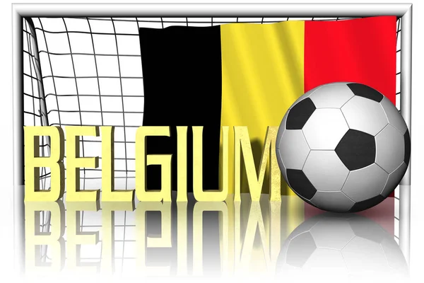 Бельгия Государственный Флаг Футбольным Мячом Переднем Плане Спортивный Футбол Иллюстрация — стоковое фото